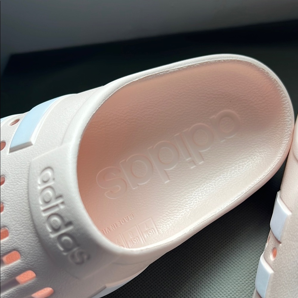 Adidas Pink and White Slippers with Ventilated Design - Picture 5 of 10